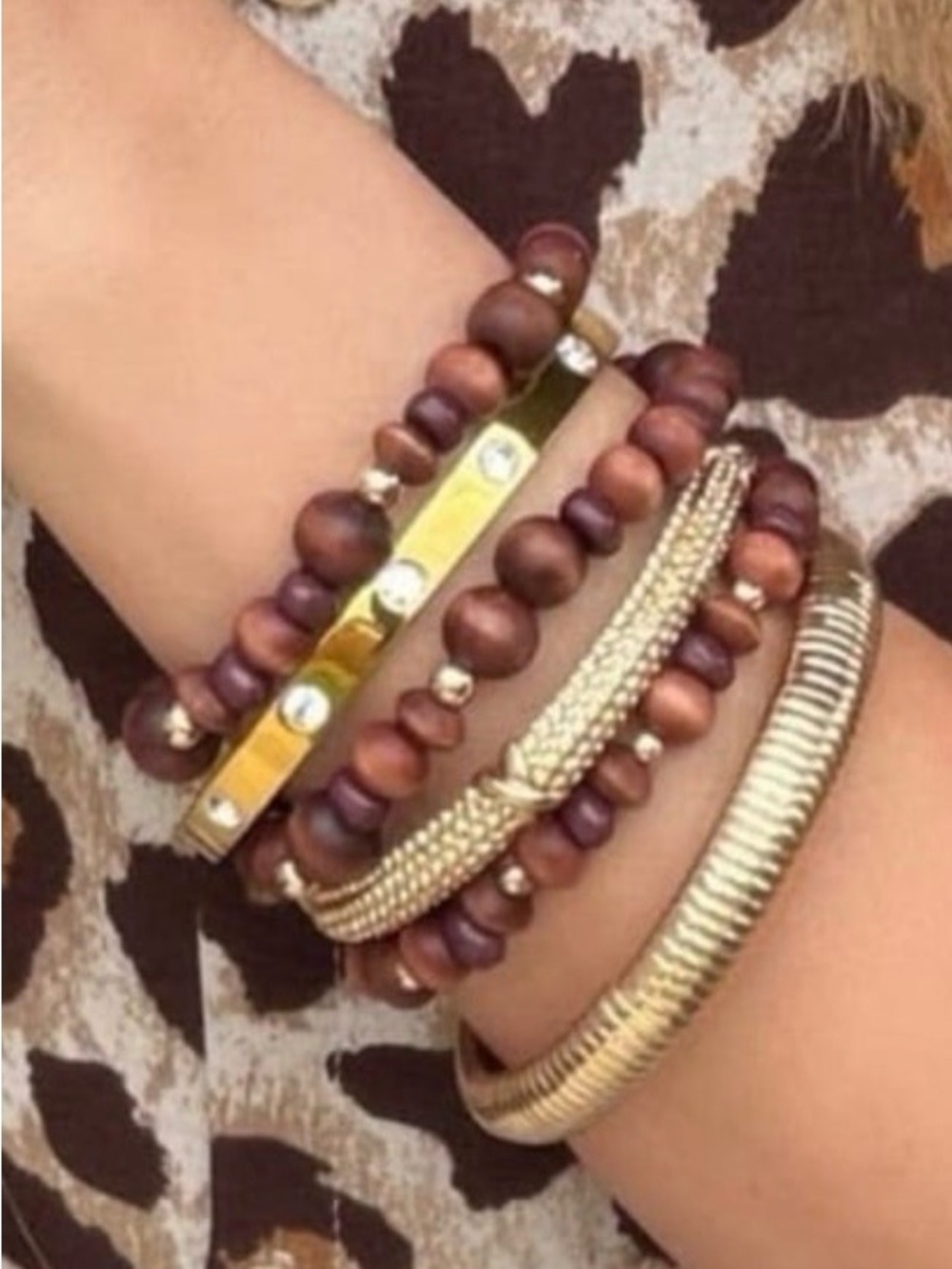 Park Lane Driftwood Brown Wooden Bead Stretch Bracelet - Set of 3 - Picture 8 of 9